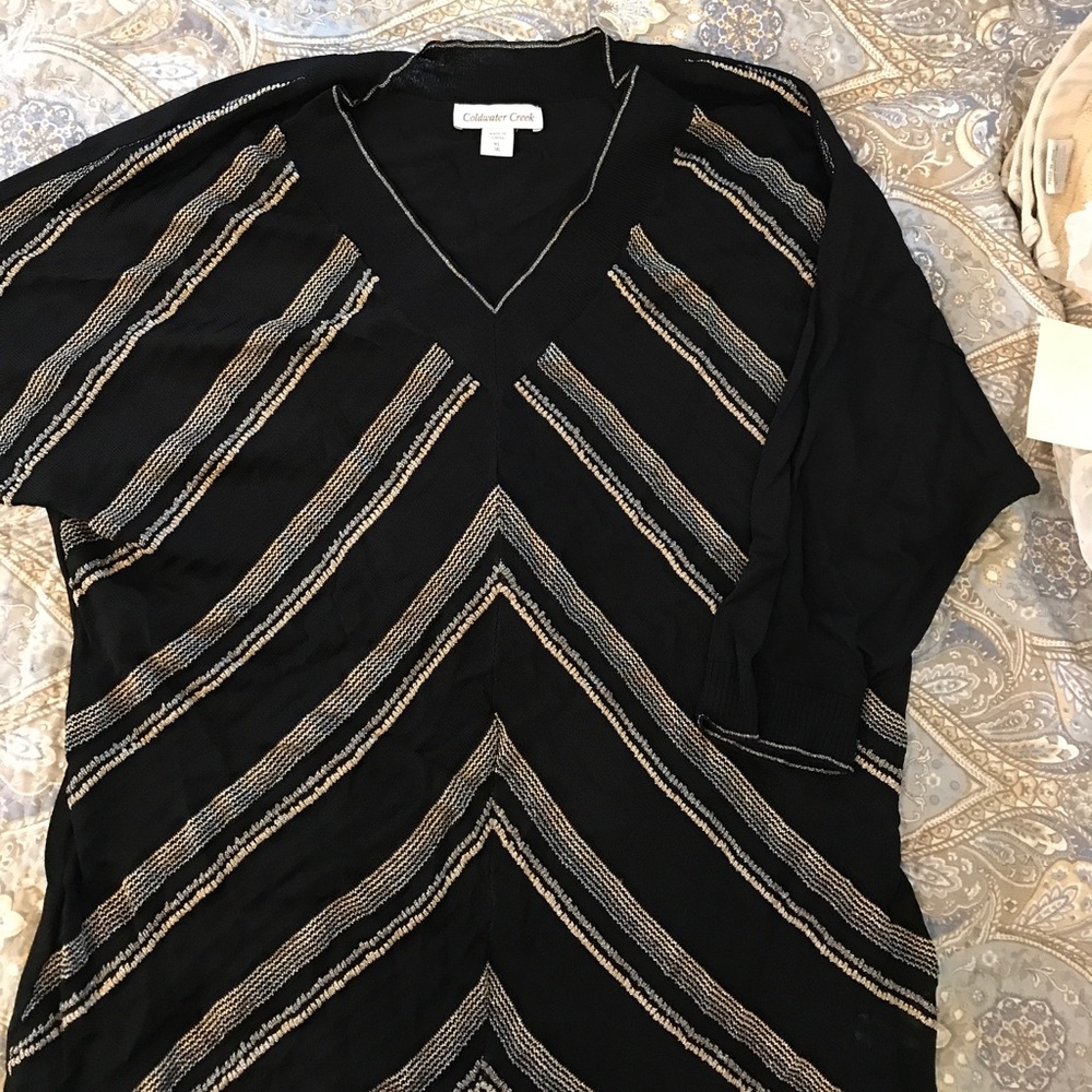 Cold water creek 1x black gold sweater