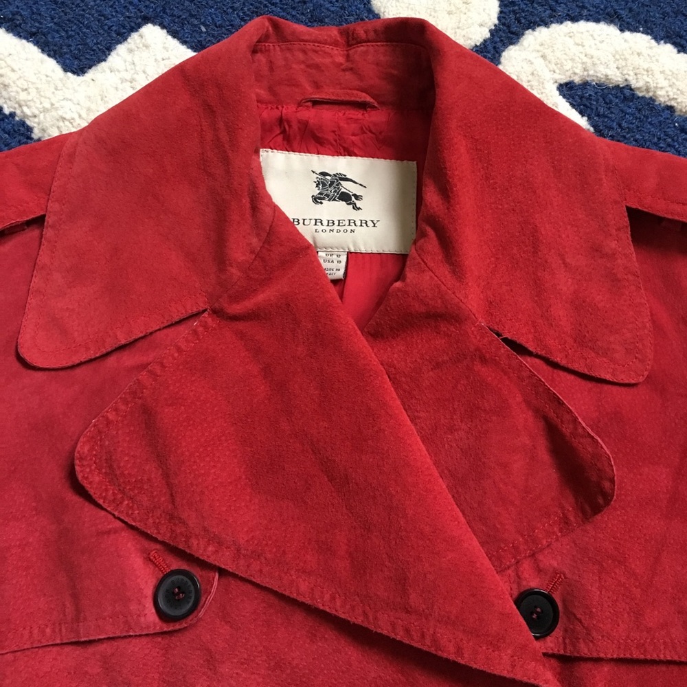 💝Sale💝Burberry suede leather Trench coat - Picture 5 of 8