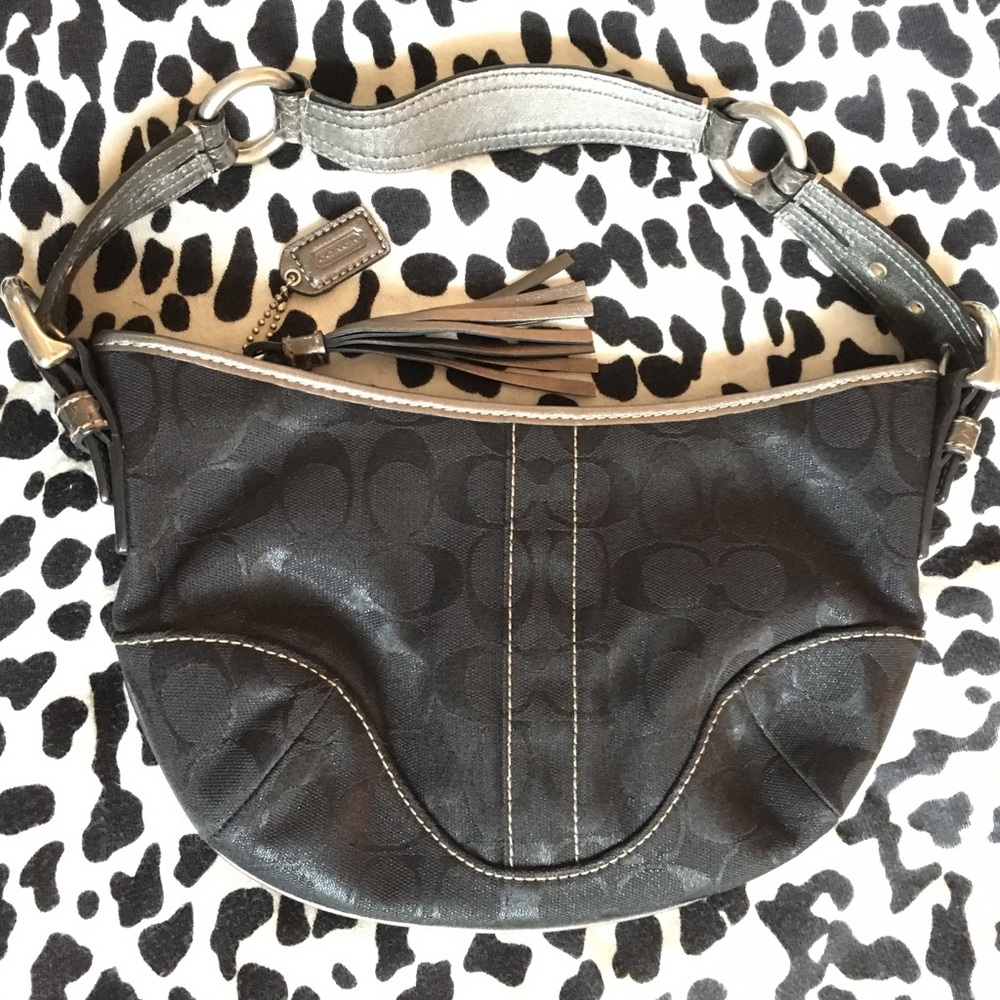 NWOT Black Metallic Coach Sig. Soho Bag