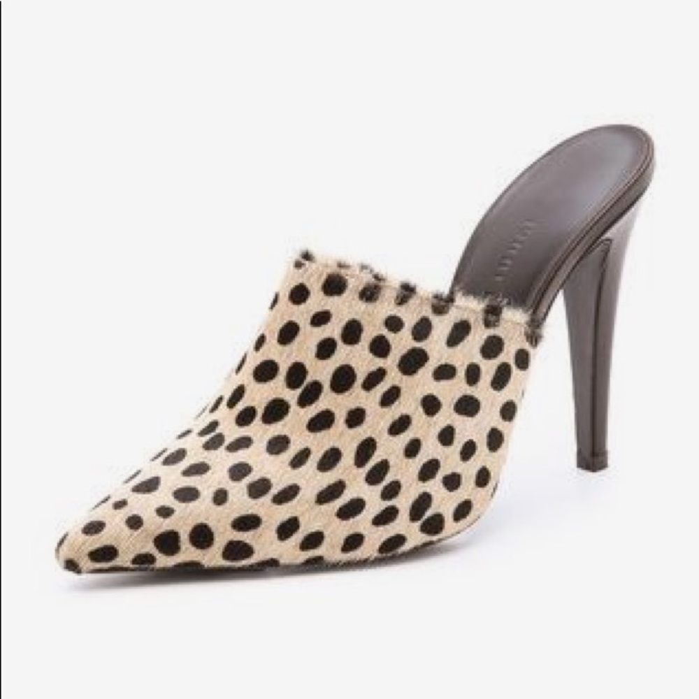 Jenni Kayne pony hair, mule heels.