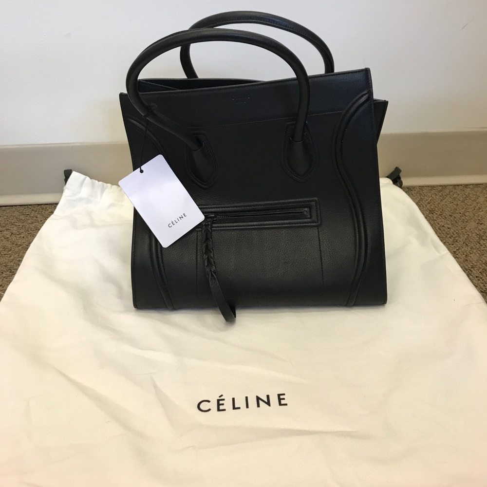 Celine phantom luggage tote Black Calf Skin Medium