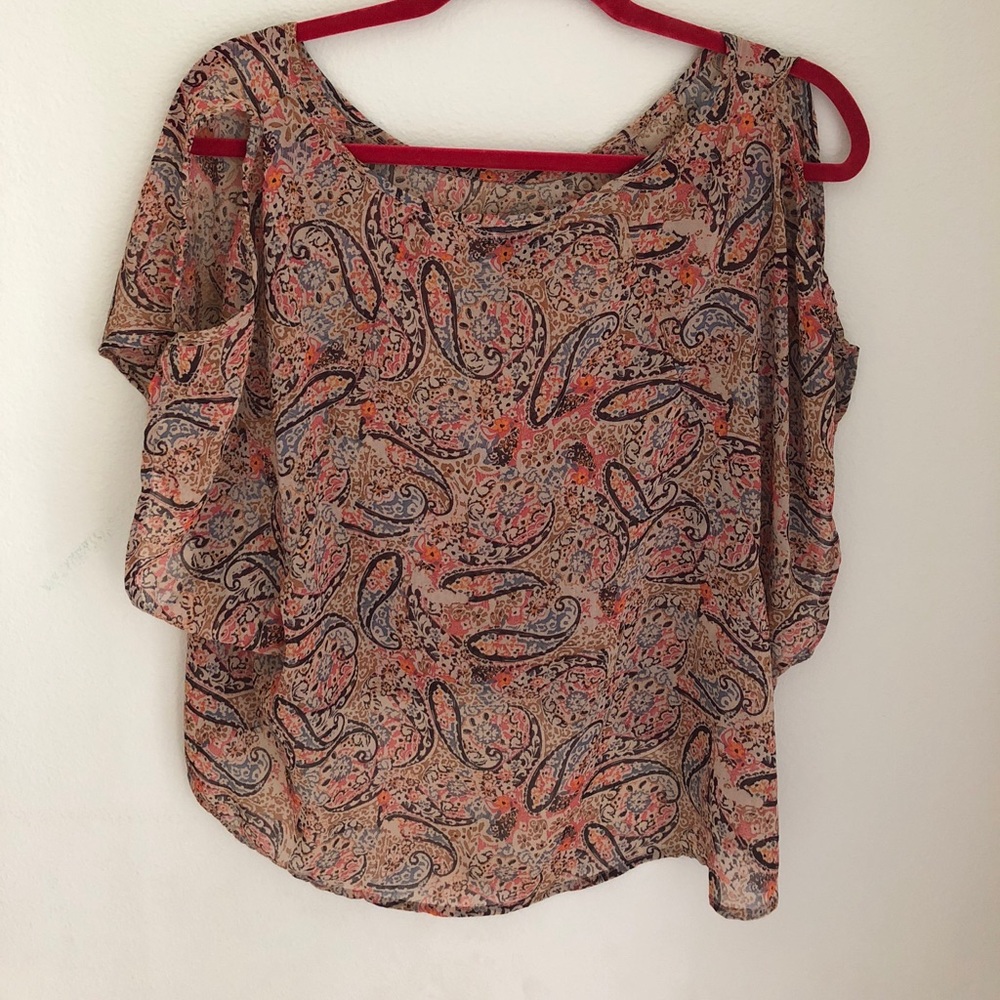 Semi sheer cold shoulder blouse