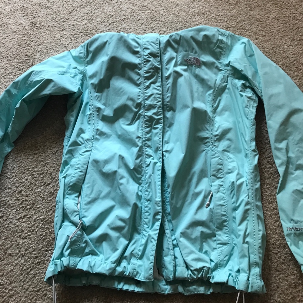 North face teal rain jacket