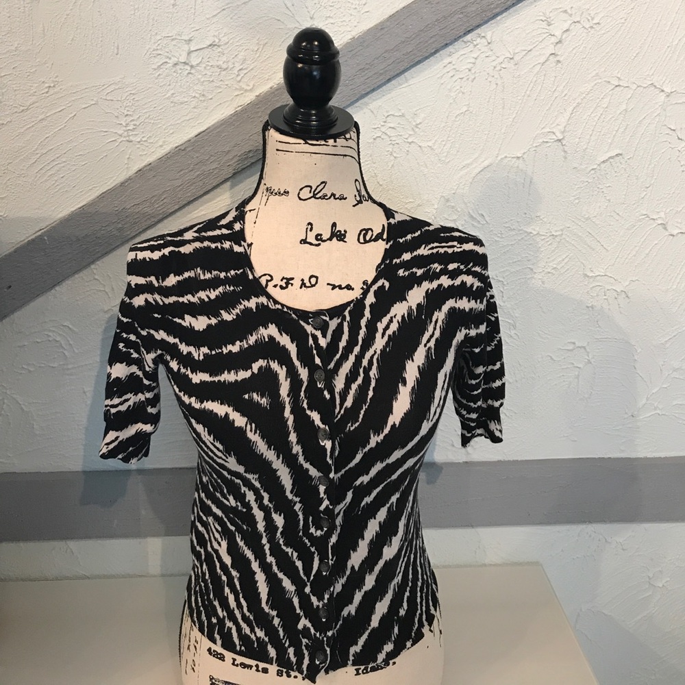 Ann Taylor animal print cardigan Petite XSP