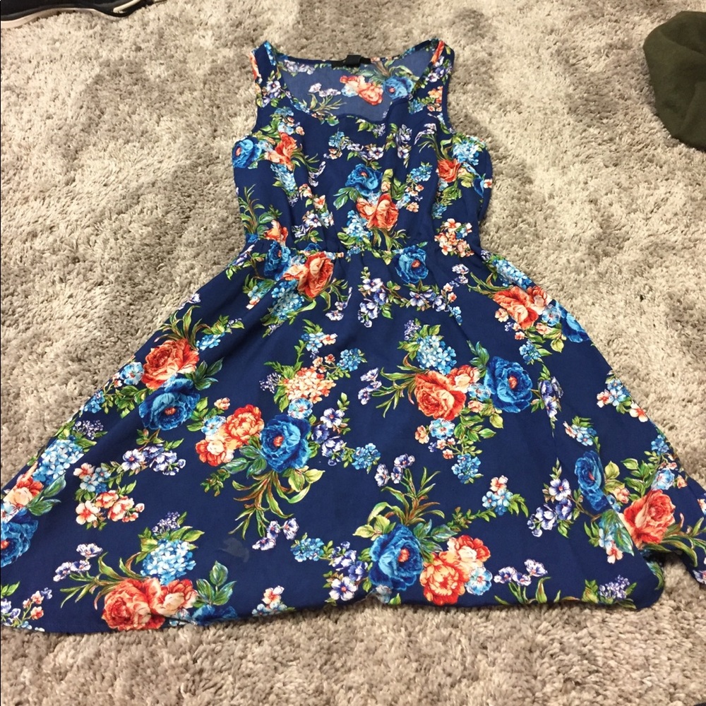 floral and navy casual dress
