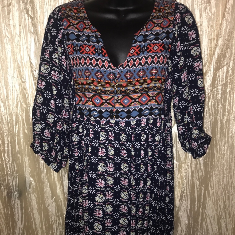 Umgee Tribal Tunic Medium M Navy Multi Print