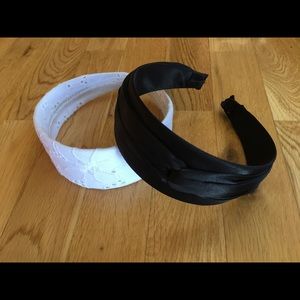 Wide White Eyelet Headband & Black Ribbon Headband
