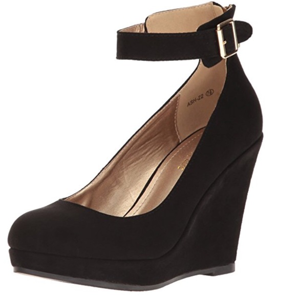 ✨NEW Black wedge ankle heel gold zipper close toe - Picture 2 of 5