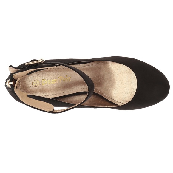 ✨NEW Black wedge ankle heel gold zipper close toe - Picture 4 of 5