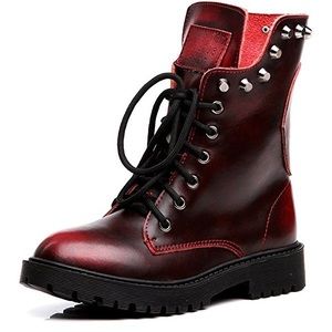 Combat/punk rock boot red wine color