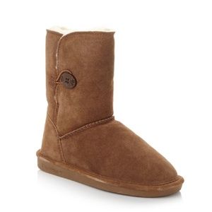 BearPaw ‘Elena’ Suede Sheepskin and Wool Flat Boot