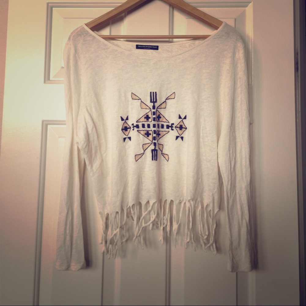 Brandy Melville Fringe Longsleeve Shirt One Size