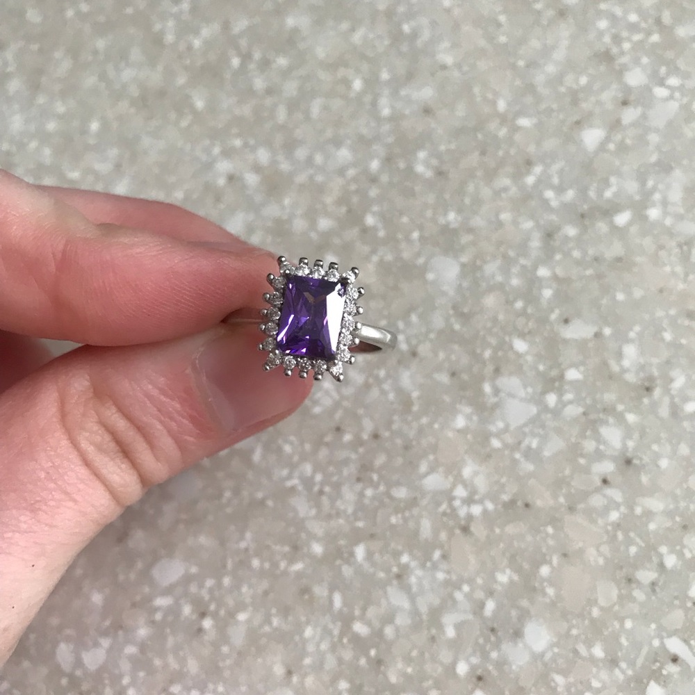 Set of 2 purple rings sterling silver
