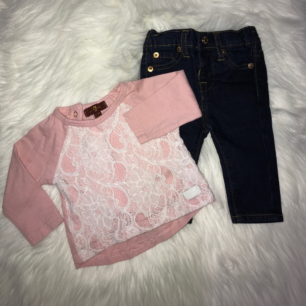 7 for all Mankind Baby Girl 2-Piece Outfit - Picture 2 of 4