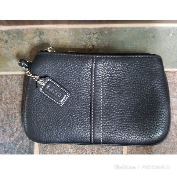 Black Leather Coach Wristlet - Picture 4 of 5