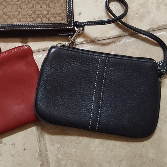 Black Leather Coach Wristlet - Picture 2 of 5