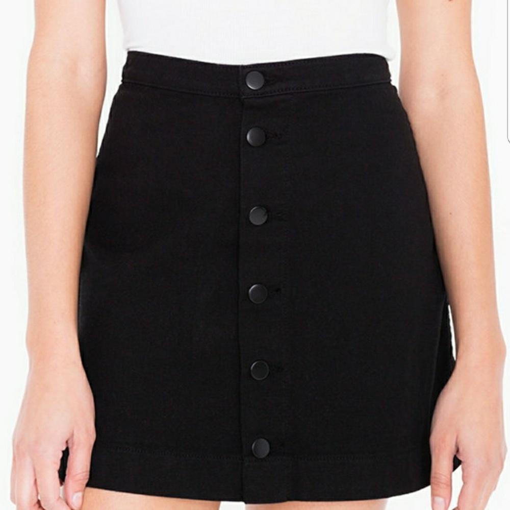 Denim Button Front A-Line Mini Skirt