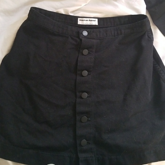 Denim Button Front A-Line Mini Skirt - Picture 2 of 2