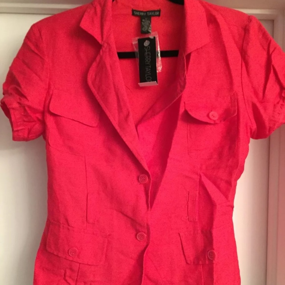 NWT Sherry Taylor Coral Red Blouse Jacket S
