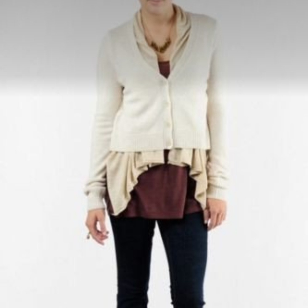 BCBGMAXAZRIA Beige Layered Cardigan Sweater M