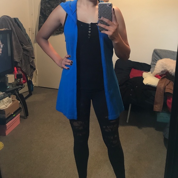 💙BLUE HOODY VEST SZ: small - Picture 1 of 4