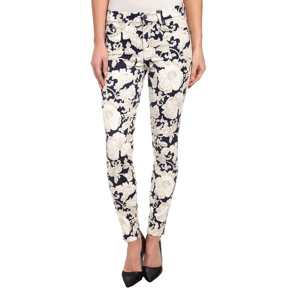 7 For All Mankind | Jeans | 7 For All Mankind Navy Floral Skinny Ankle ...