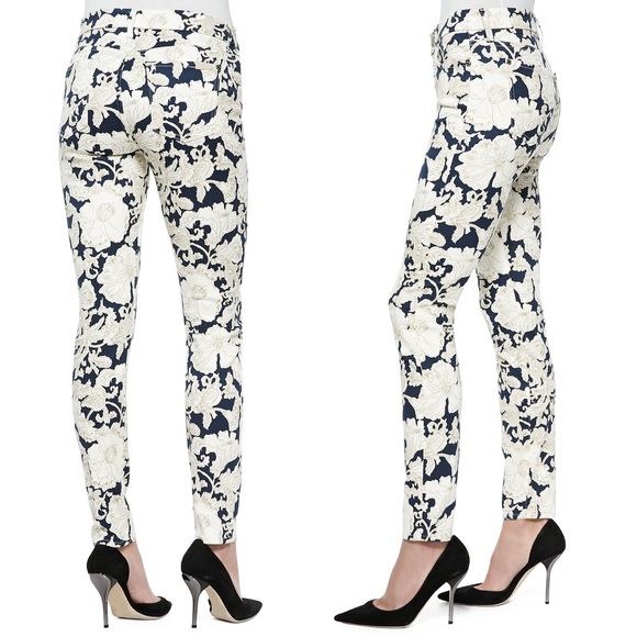 7 For All Mankind | Jeans | 7 For All Mankind Navy Floral Skinny Ankle ...