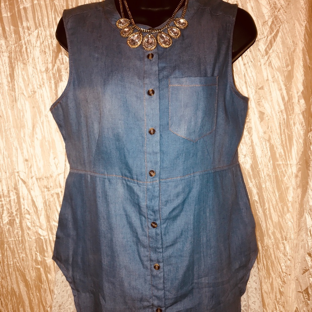 NWT Umgee Denim & Lace Tunic Boho