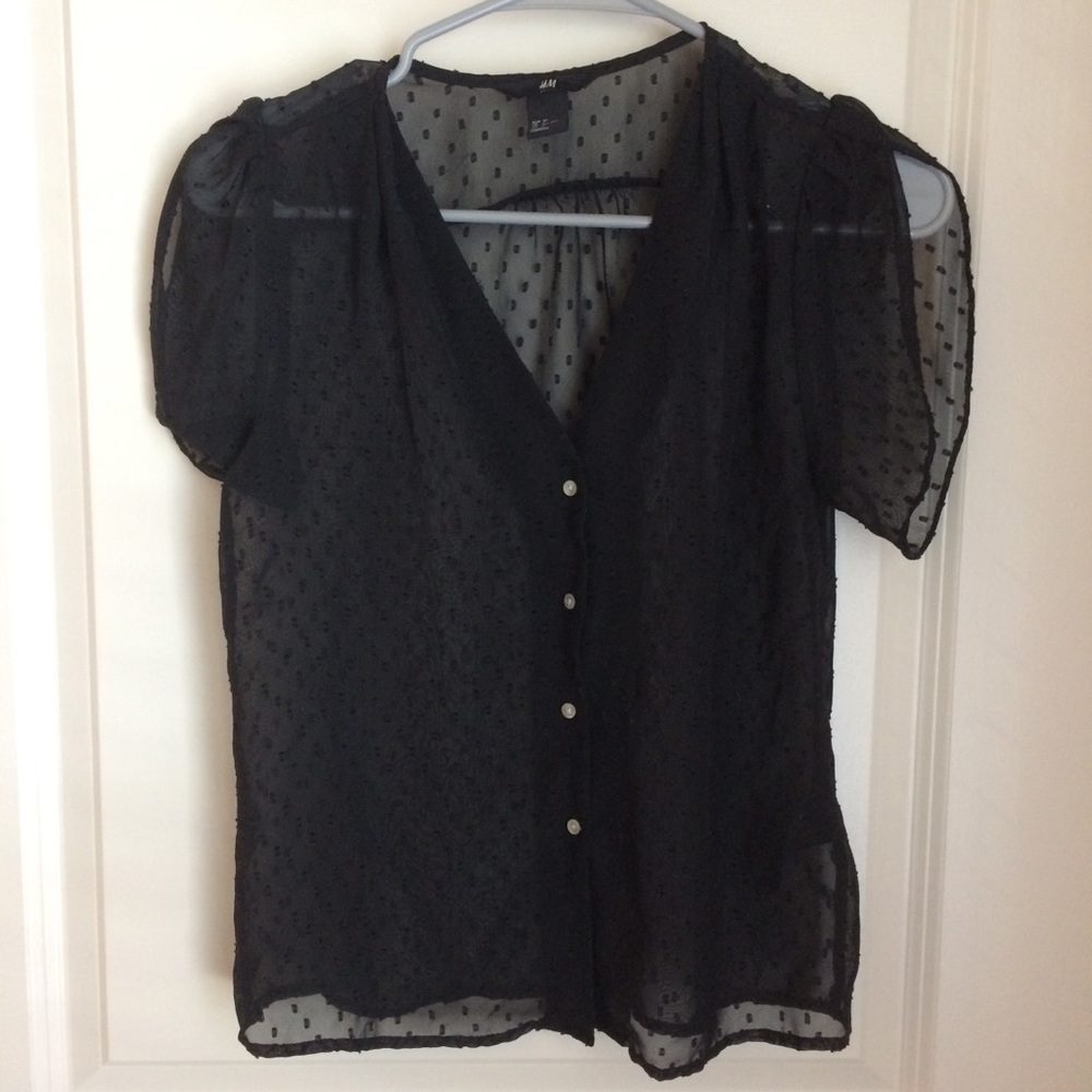 H&M sheer black button down top