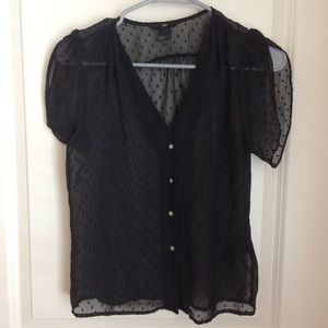 H&M sheer black button down top
