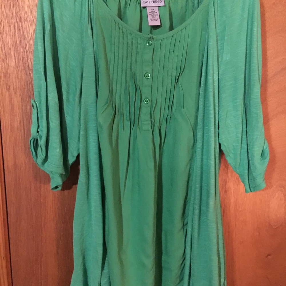 Green peasant top
