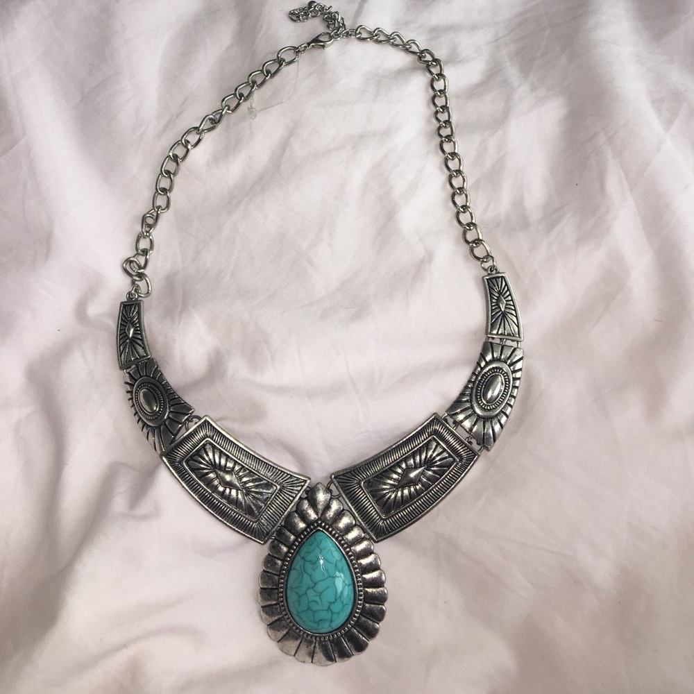 Turquoise Tribal Statement Necklace!