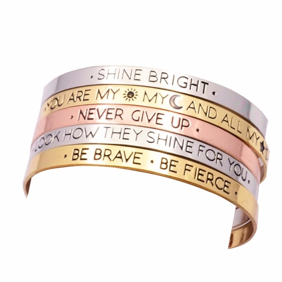 5 for $25 Be Brave Be Fierce Mantra Cuff Bracelet - Picture 2 of 3