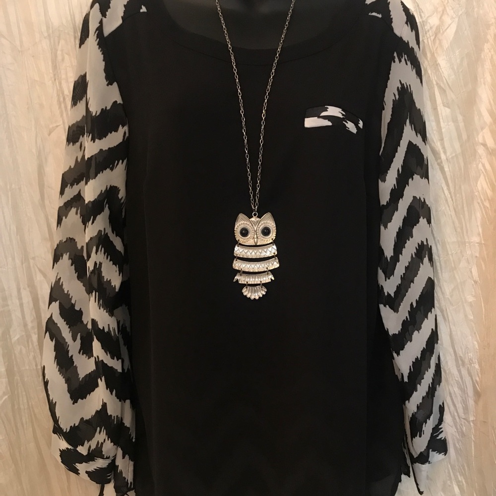 Black & White Chevron Sheer Top