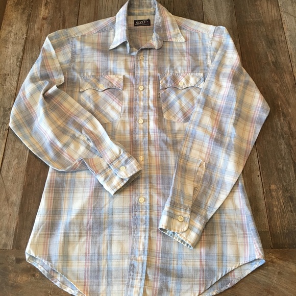Vintage LEVI’S Blue & Cream White Plaid Shirt