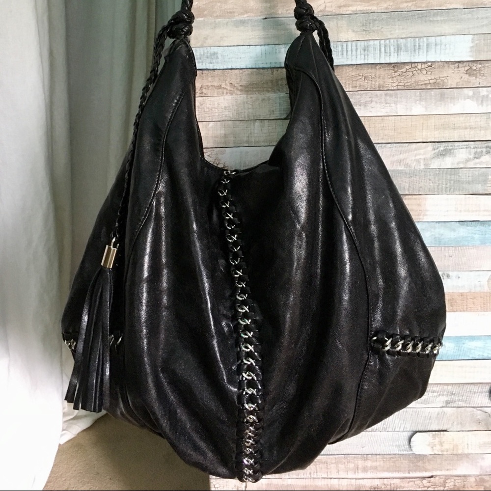 SR Squared by Sondra Roberts Large Hobo with Chain