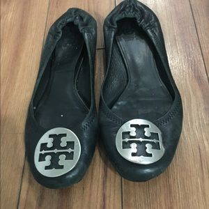 Tory Burch Minnie Black Leather Flats