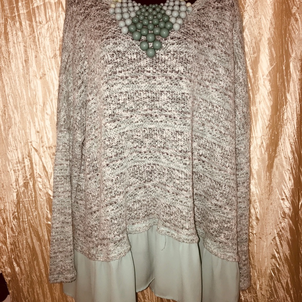 Entro Boutique Mint Ruffle Sweater Tunic
