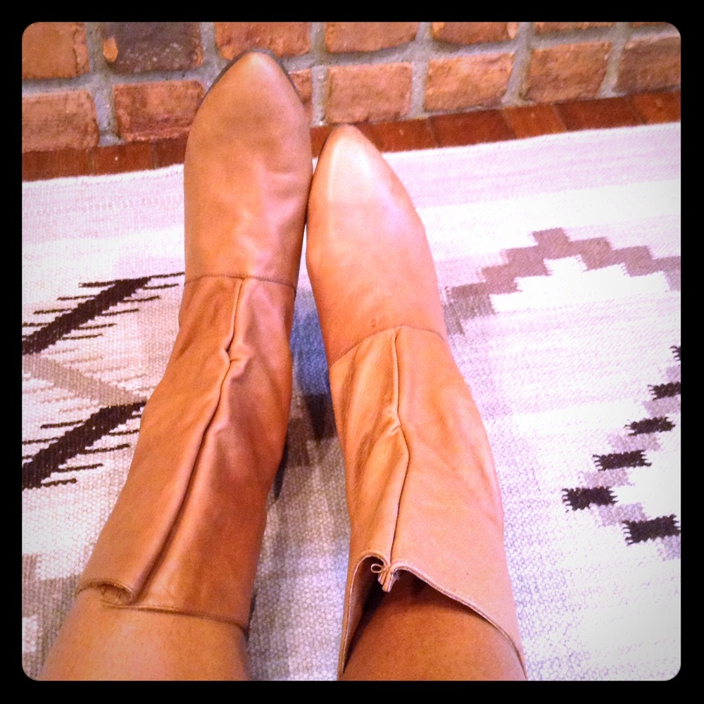 Tan leather boots