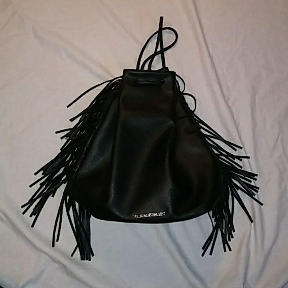 Victoria Secret Black tassel Cinch Backpack