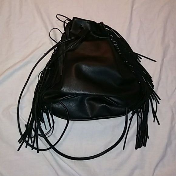 Victoria Secret Black tassel Cinch Backpack - Picture 3 of 4