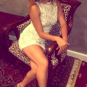 Bebe embellished white dress