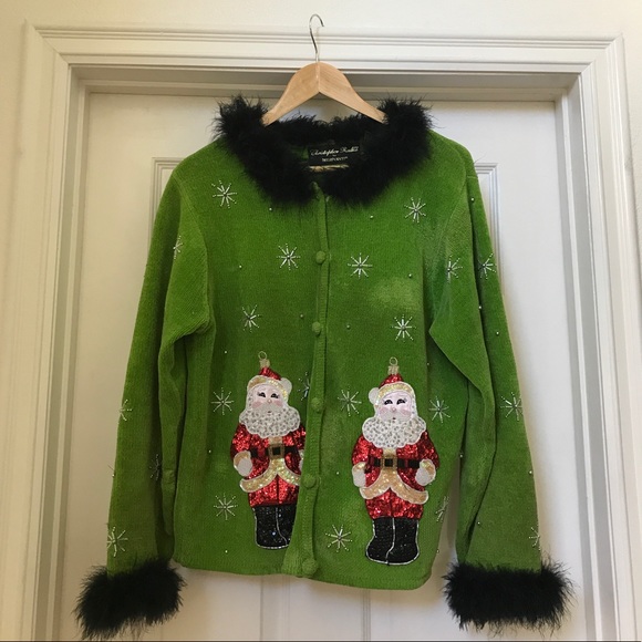90’s Radko Christmas Sweater Beaded Santa