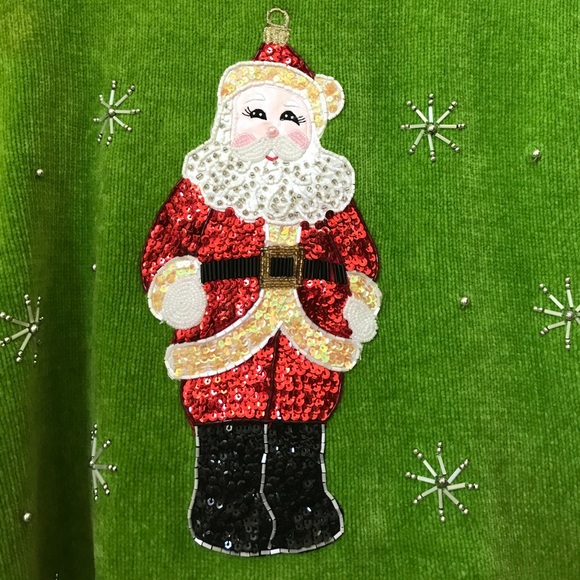 90’s Radko Christmas Sweater Beaded Santa - Picture 3 of 3
