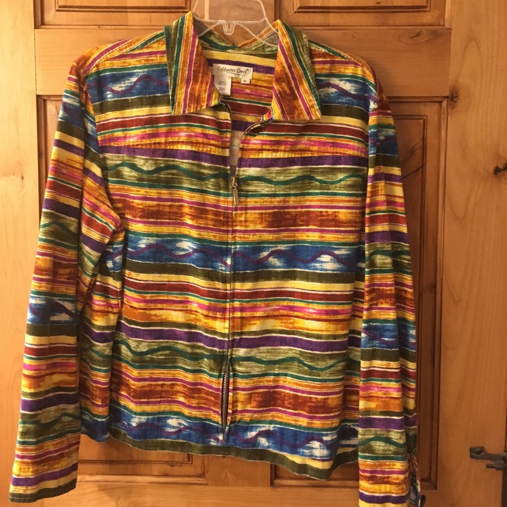 Colorful zip up collared jacket