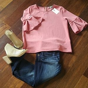 HP Blush colored bell sleeve shirt