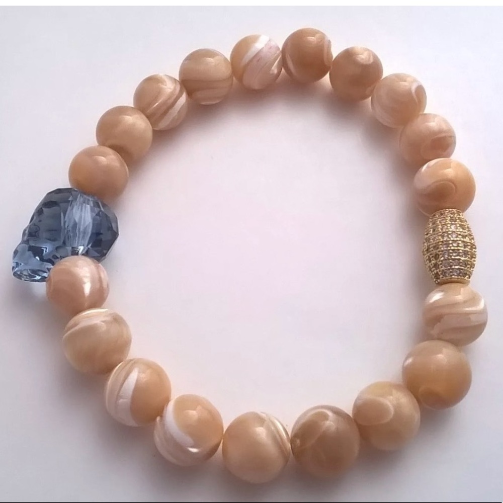 Blue Swarovski Skull Pearl Bracelet