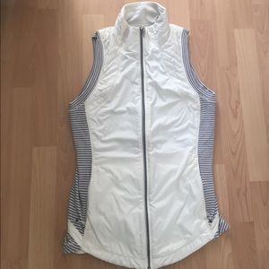 Lululemon white and grey striped running vest
