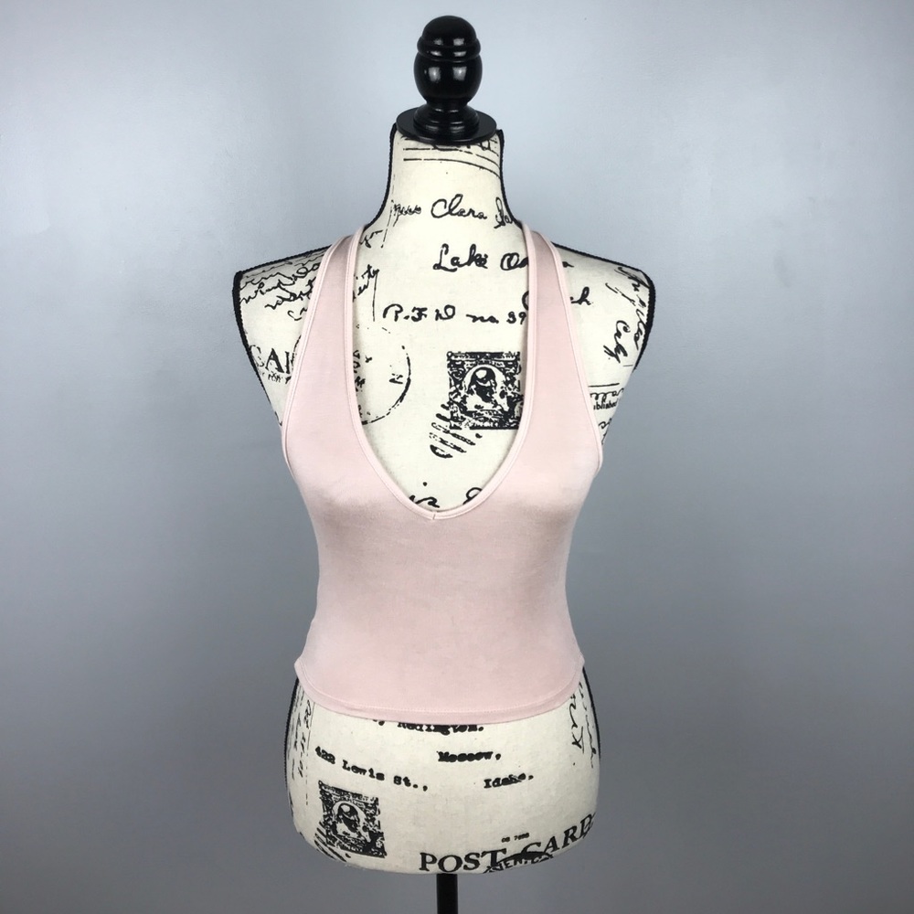 Brandy Melville Pink Halter Crop Top One Size