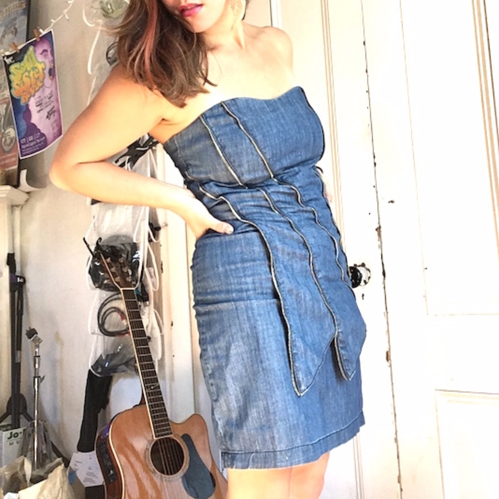 90s Denim tube party dress